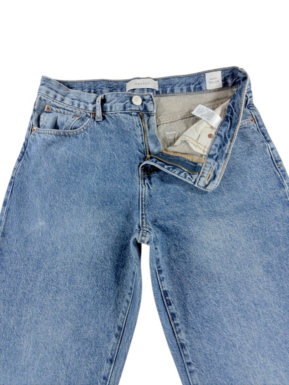 Women's PacSun Baggy Wide Leg Jeans Size 30 Mid Rise Light Wash - Picture 2 of 14